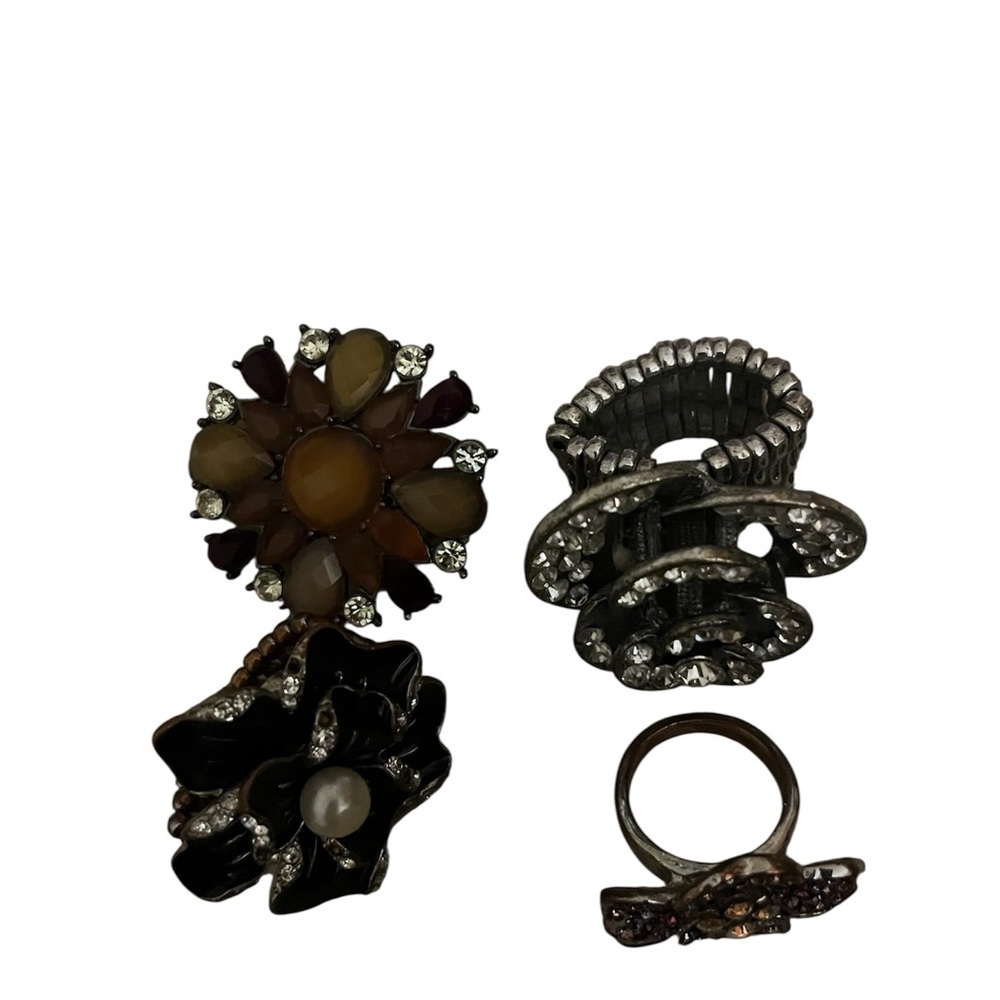 Multi-Color Statement Rings and Brooch Bundle - Picture 2 of 2
